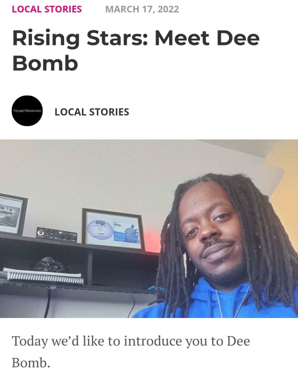 Dee Bomb featured in Voyage Minnesota Magazine